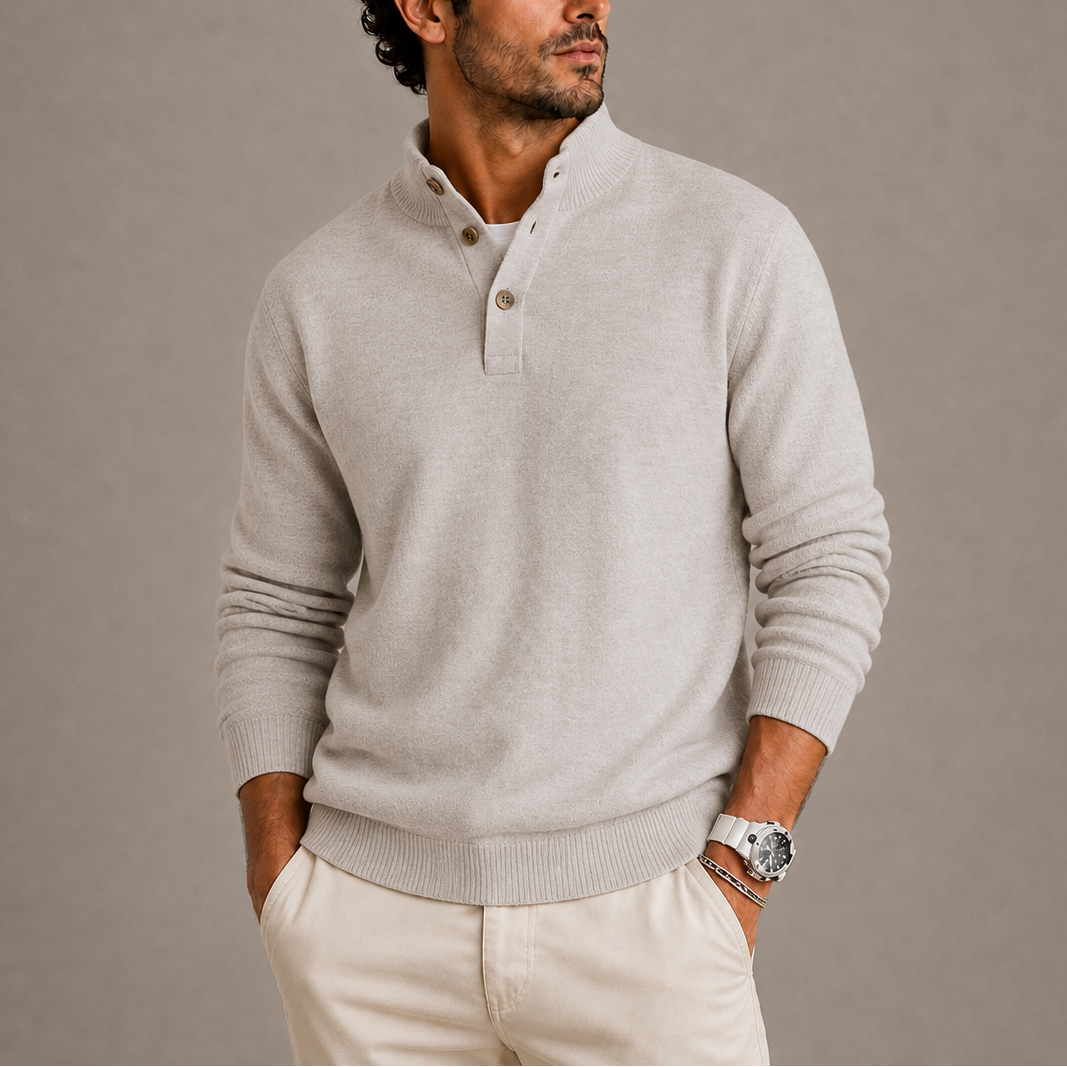 Men's Long Sleeve Knit Polo Sweater