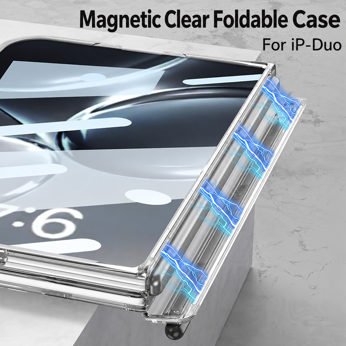 Magnetic Hinge Protection Clear Cover Built-in Tempered Glass Film & Magnetic Stylus