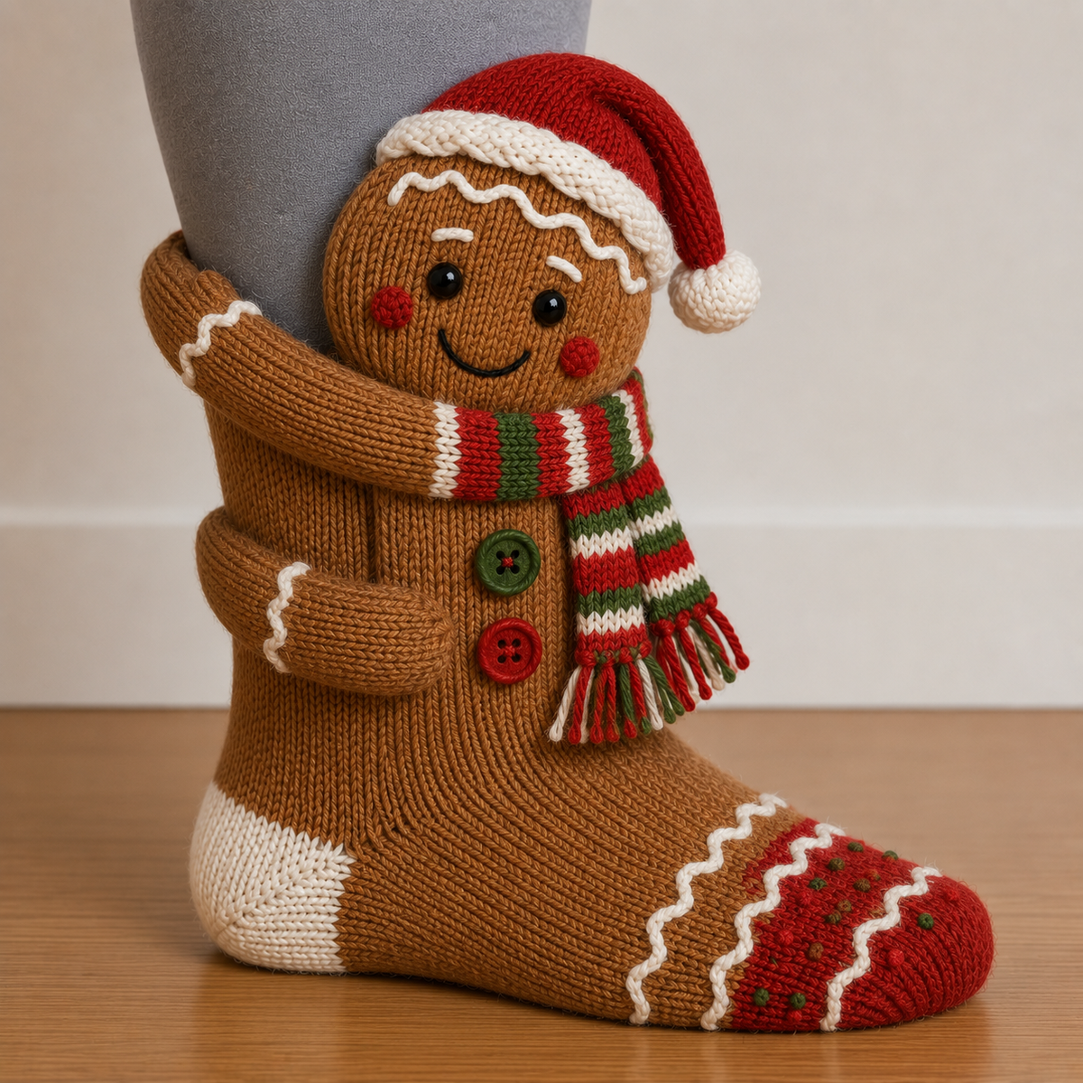 3D Hugging Christmas Cute Knit Holiday Socks