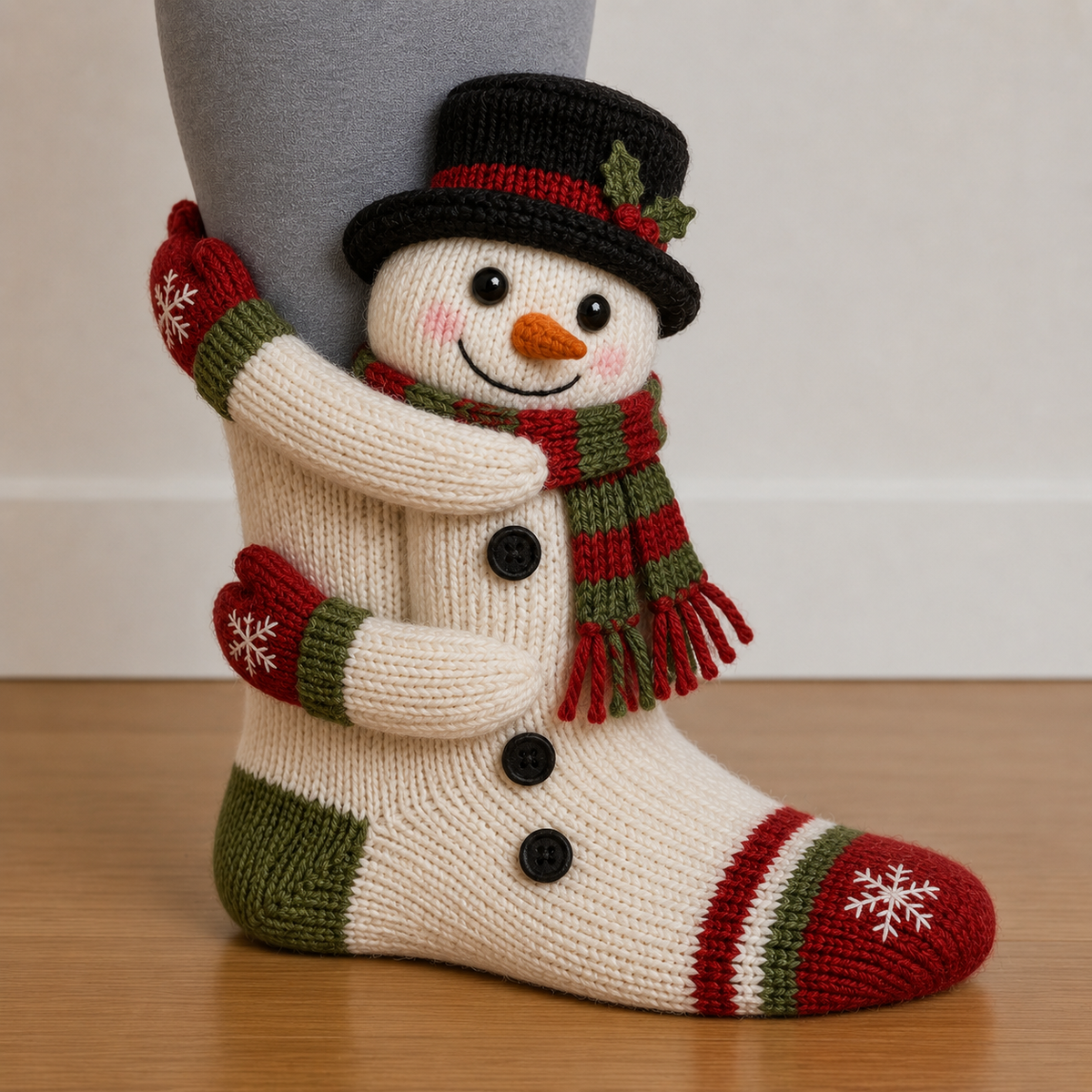 3D Hugging Christmas Cute Knit Holiday Socks