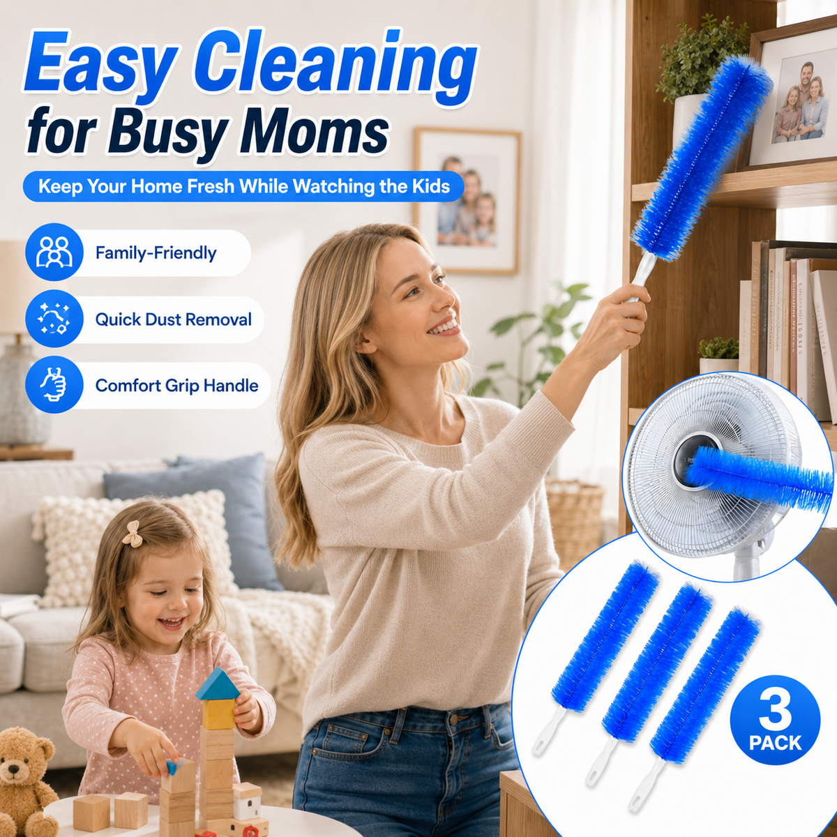 Bendable Microfiber Head, Reusable Dust Remover