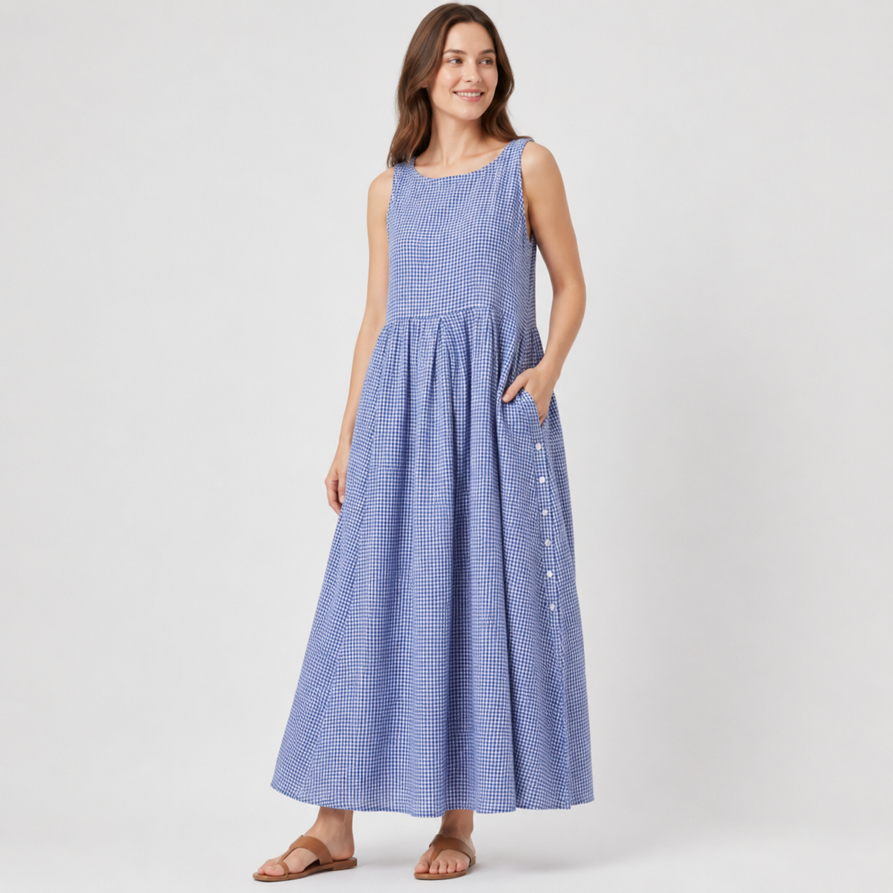 Nordspur | Chequlyn Sleeveless Checked Midi Sundress