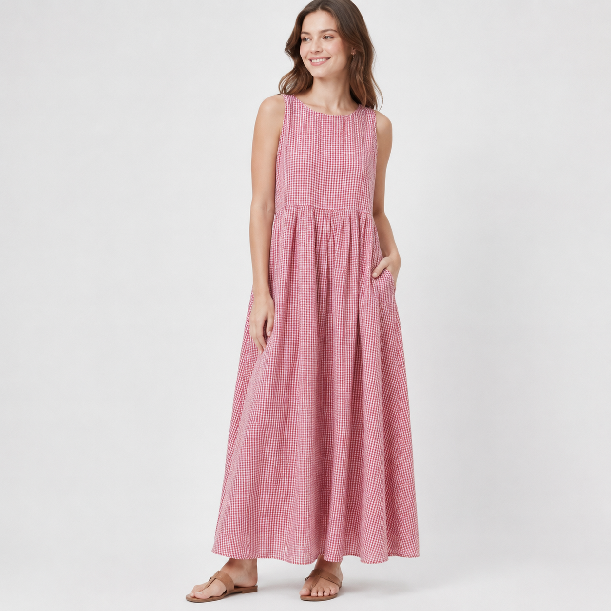 Nordspur | Chequlyn Sleeveless Checked Midi Sundress