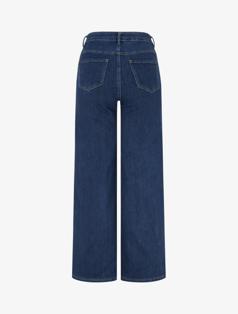 High-Waisted Wide Leg Jeans - Denim Blue