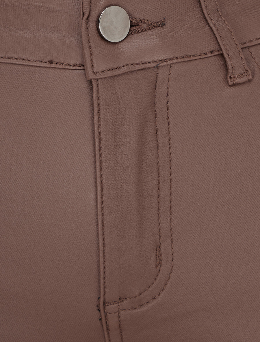 Coated Effect Slim 5-Pocket Trousers
