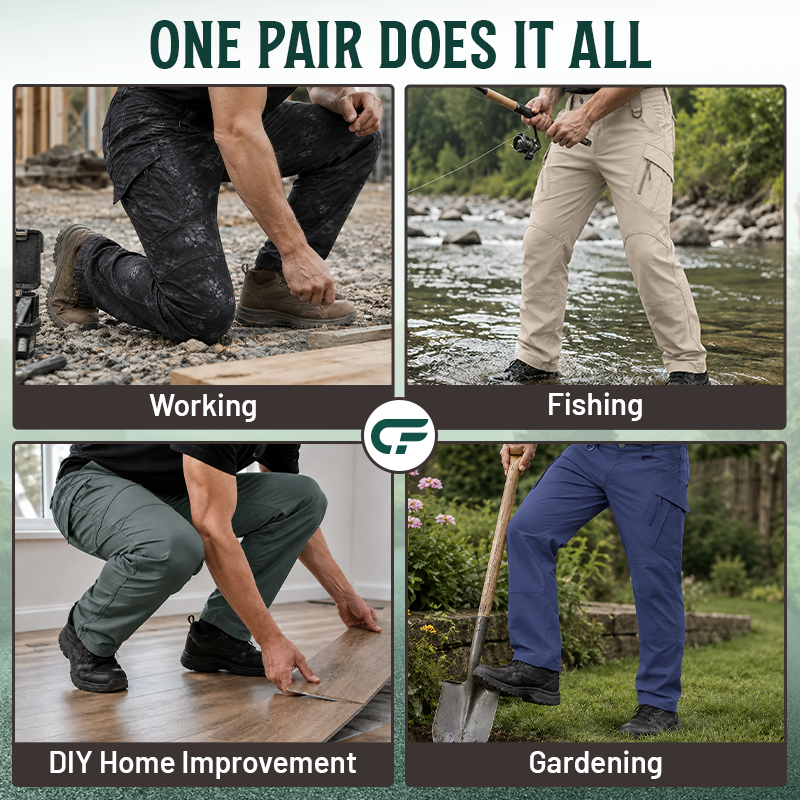 Men's 9-Pocket Straight Fit Tactical Waterproof Pants