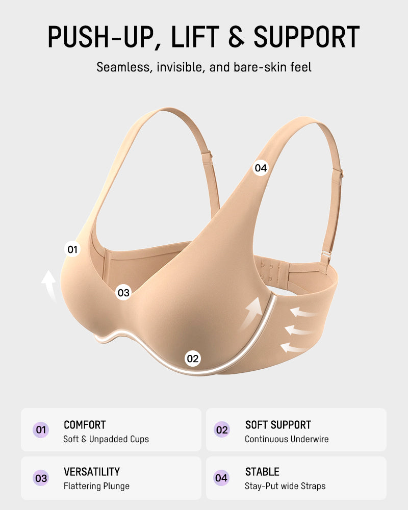 Deep-Plunge Unlined Underwire Bra