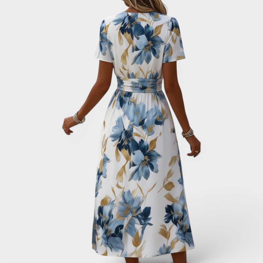 Floral Wrap Waist Midi Dress
