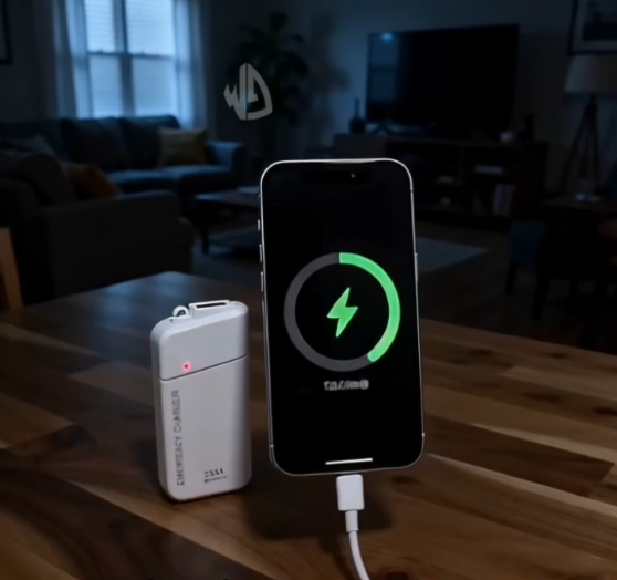 Portable Emergency Charger with AA Batteries – USB Charging, Compact and with LED Flashlight – Perfect for Travel, Commuting and Power Outages