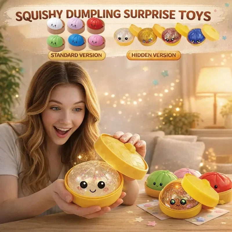 Dumpling Squishy Toy – Slow Rise Stress Relief Squeeze | Steamer Cage Design | 12 Collectible Styles