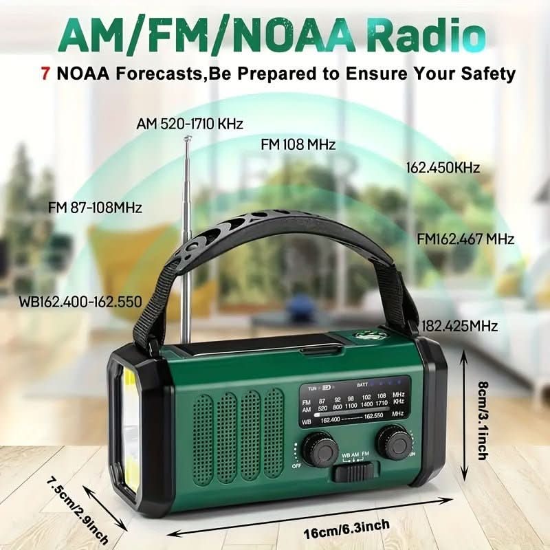 Emergency Radio with Solar, Torch and USB Charging Function