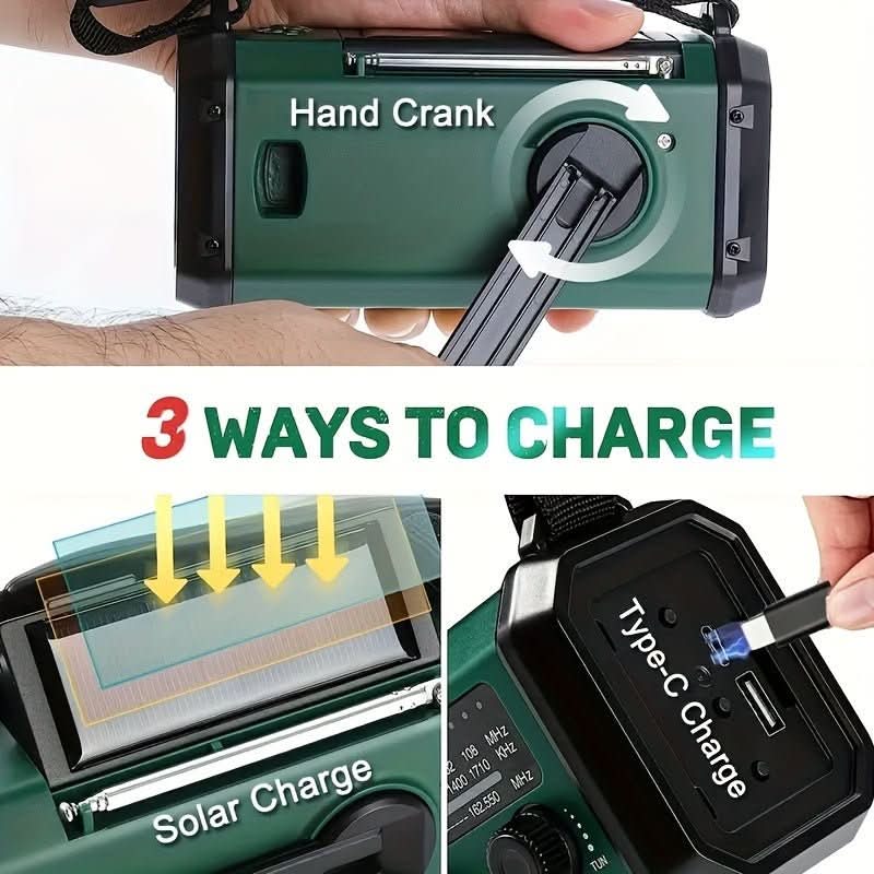 Emergency Radio with Solar, Torch and USB Charging Function