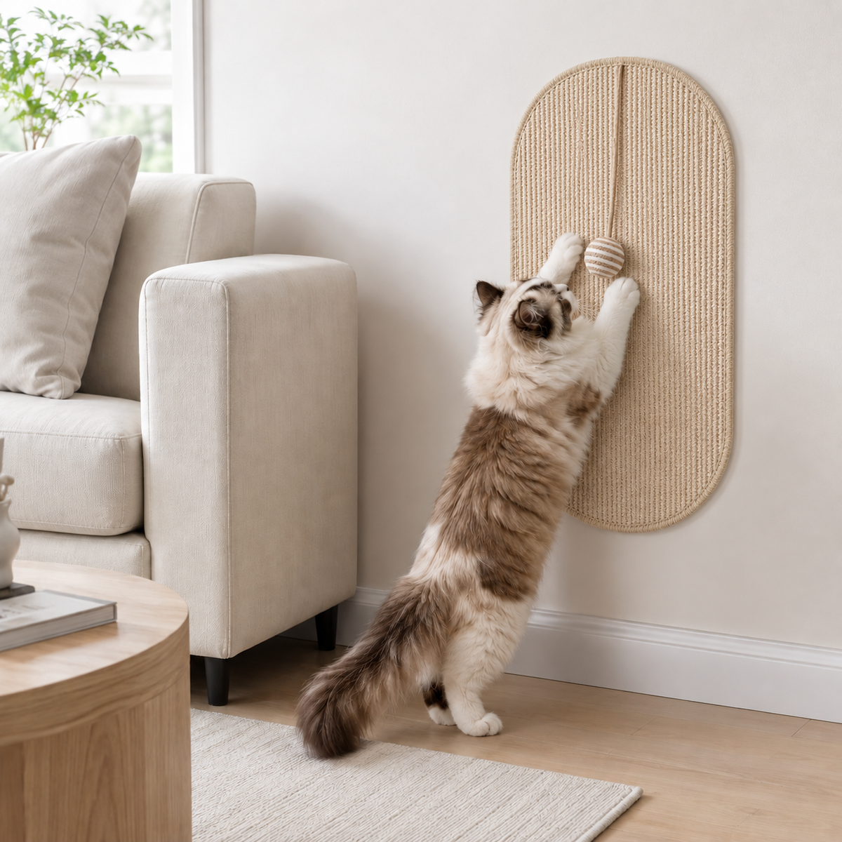 Nordspur | Scratchly Wall-Mounted Sisal Scratching Panel With Toy