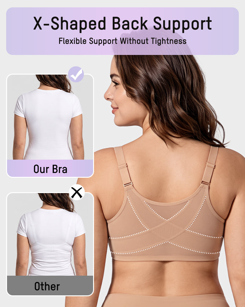 Front Closure Mesh Support Bra