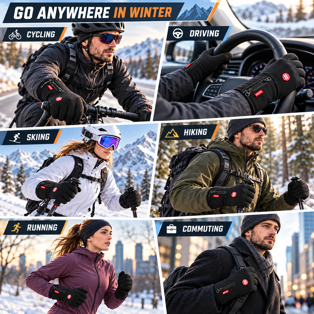 Frostiva | Heated Cycling Gloves | Non-Slip Palm Grip | Waterproof & Windproof