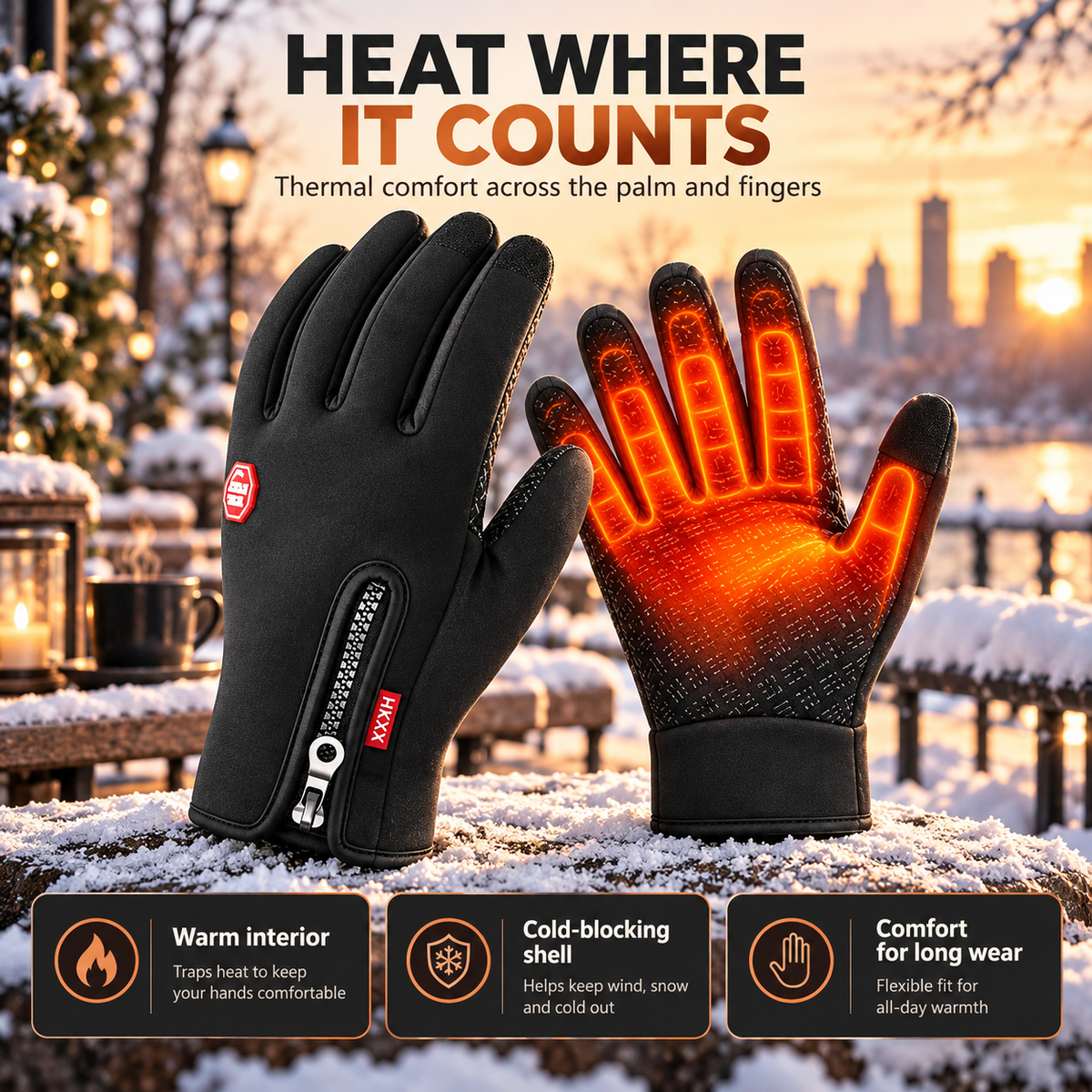 Frostiva | Heated Cycling Gloves | Non-Slip Palm Grip | Waterproof & Windproof