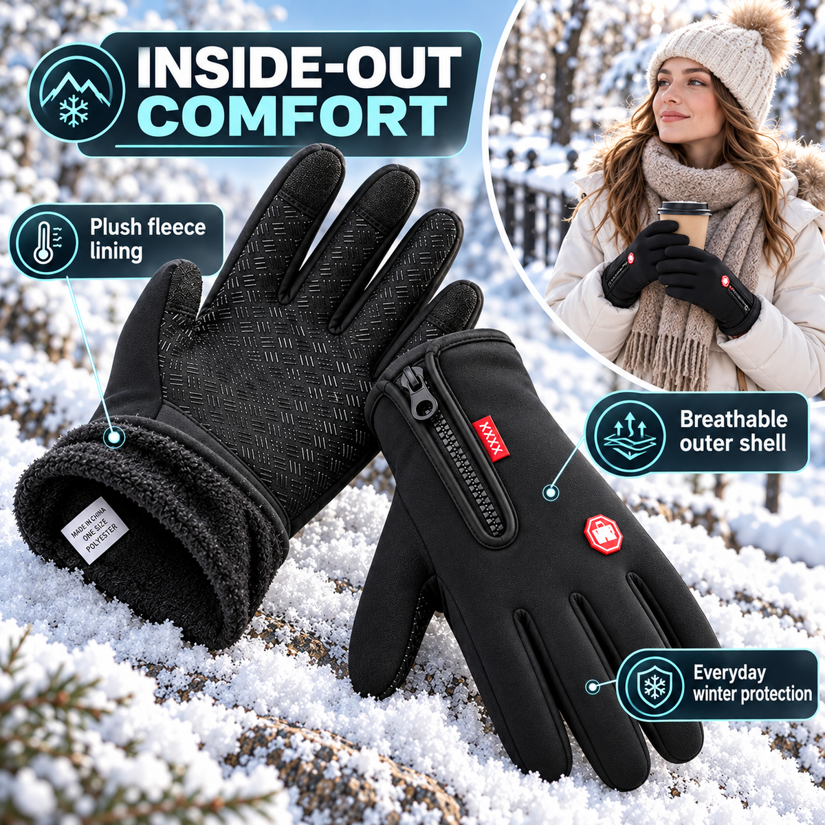 Frostiva | Heated Cycling Gloves | Non-Slip Palm Grip | Waterproof & Windproof