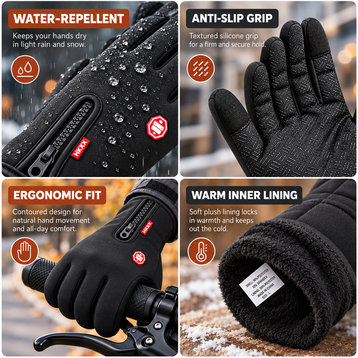 Frostiva | Heated Cycling Gloves | Non-Slip Palm Grip | Waterproof & Windproof