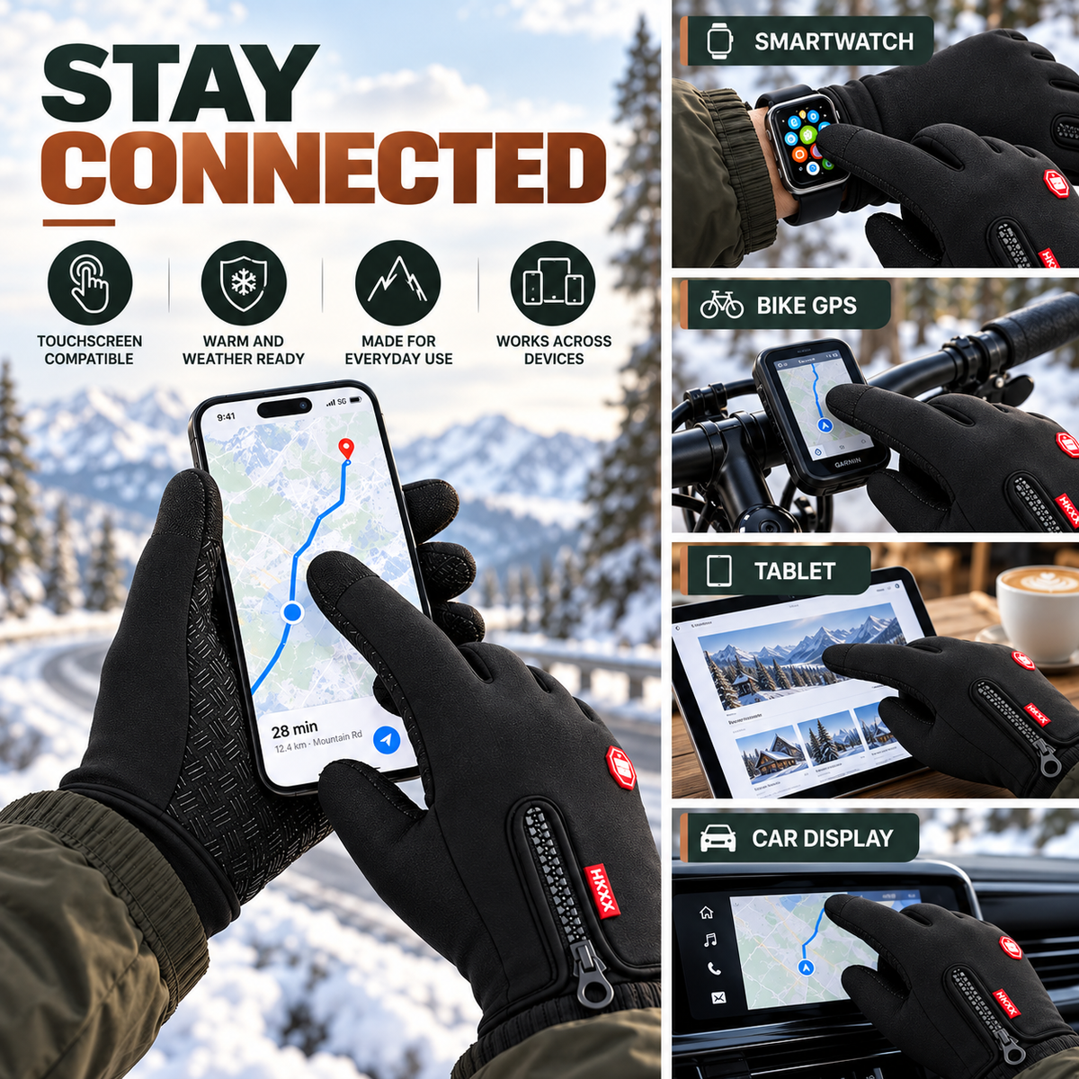 Frostiva | Heated Cycling Gloves | Non-Slip Palm Grip | Waterproof & Windproof