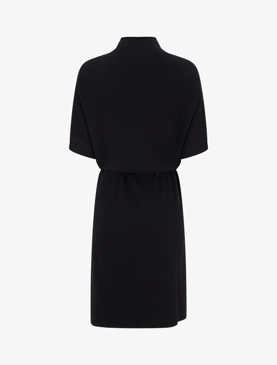 Belted High Neck Sweater Dress
