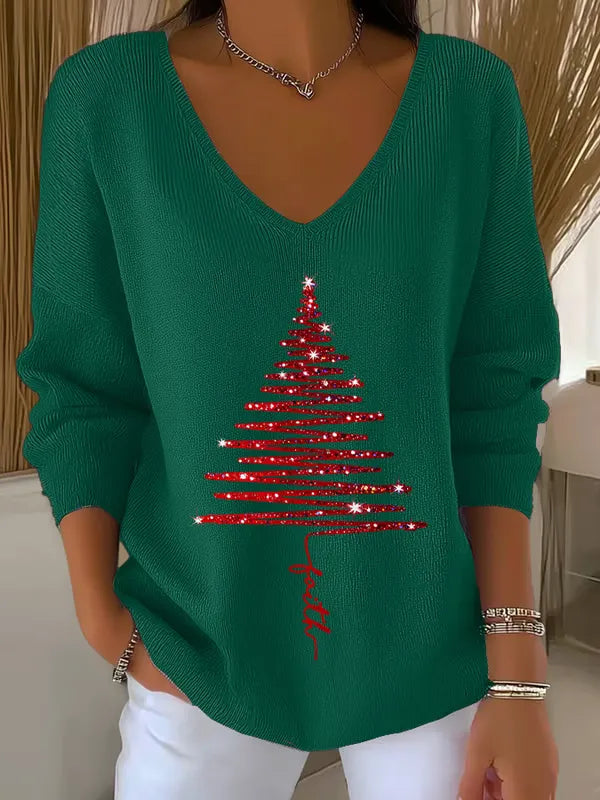 Women's Comfortable V-Neck Cozy Sweater