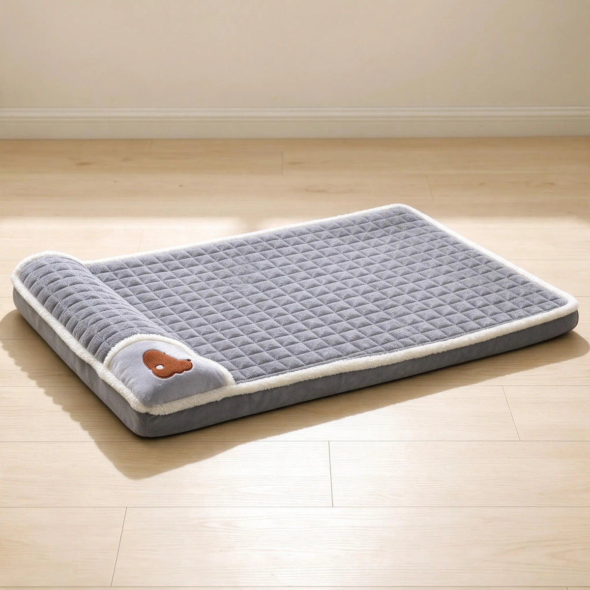 Grey Orthopaedic Dog Bed With Supportive Bolster