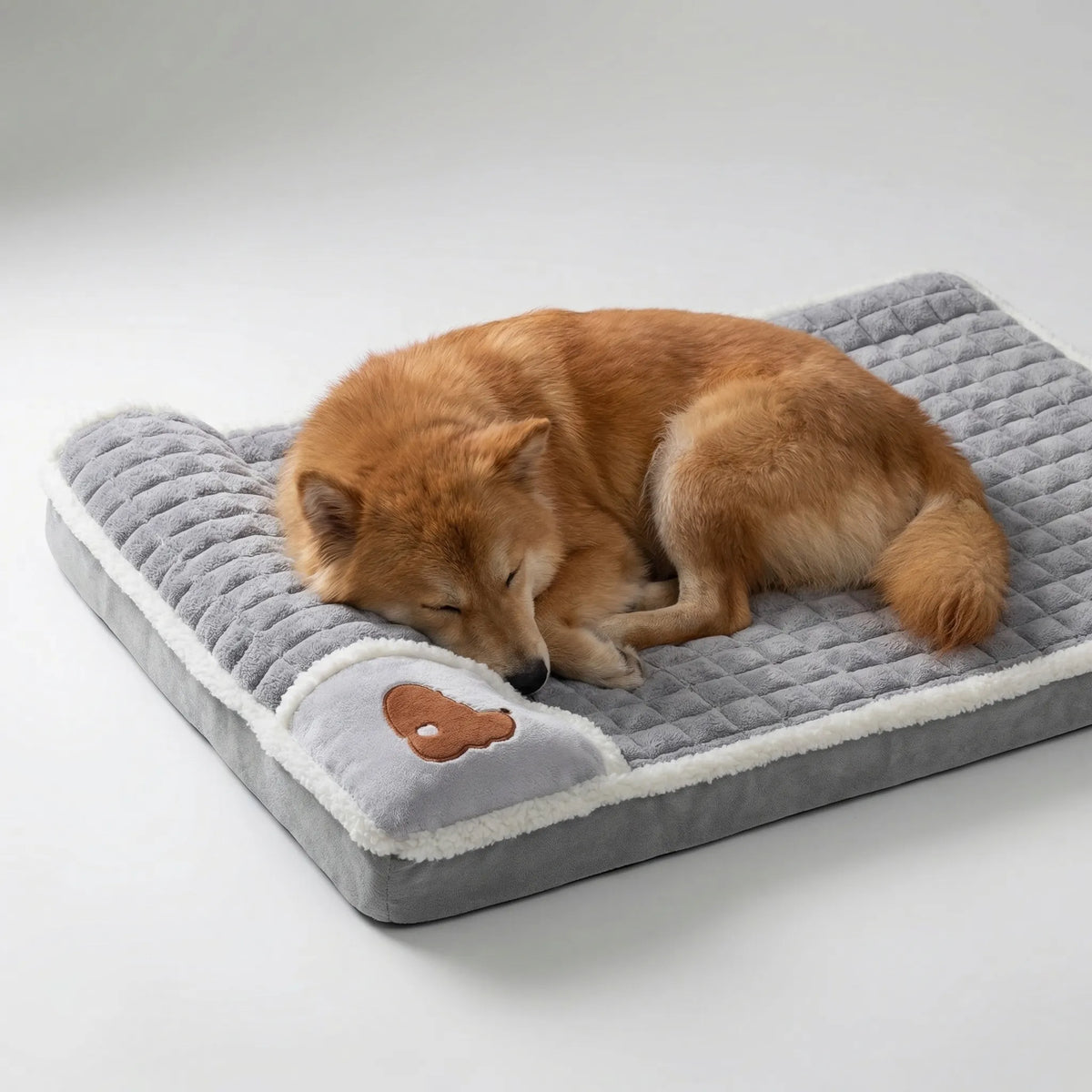 Grey Orthopaedic Dog Bed With Supportive Bolster