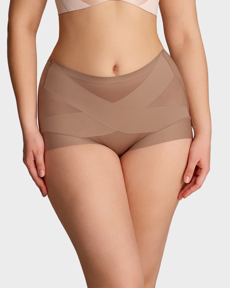 High-Waist Cross Compression Shaping Panties (6 Pack)