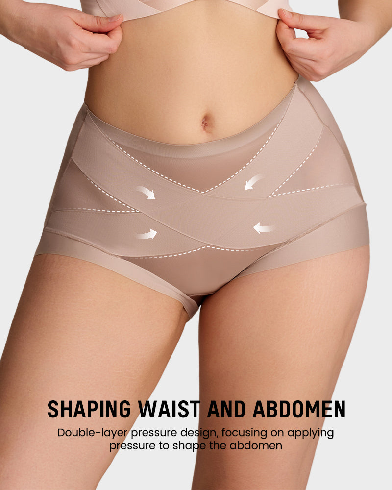 High-Waist Cross Compression Shaping Panties (6 Pack)