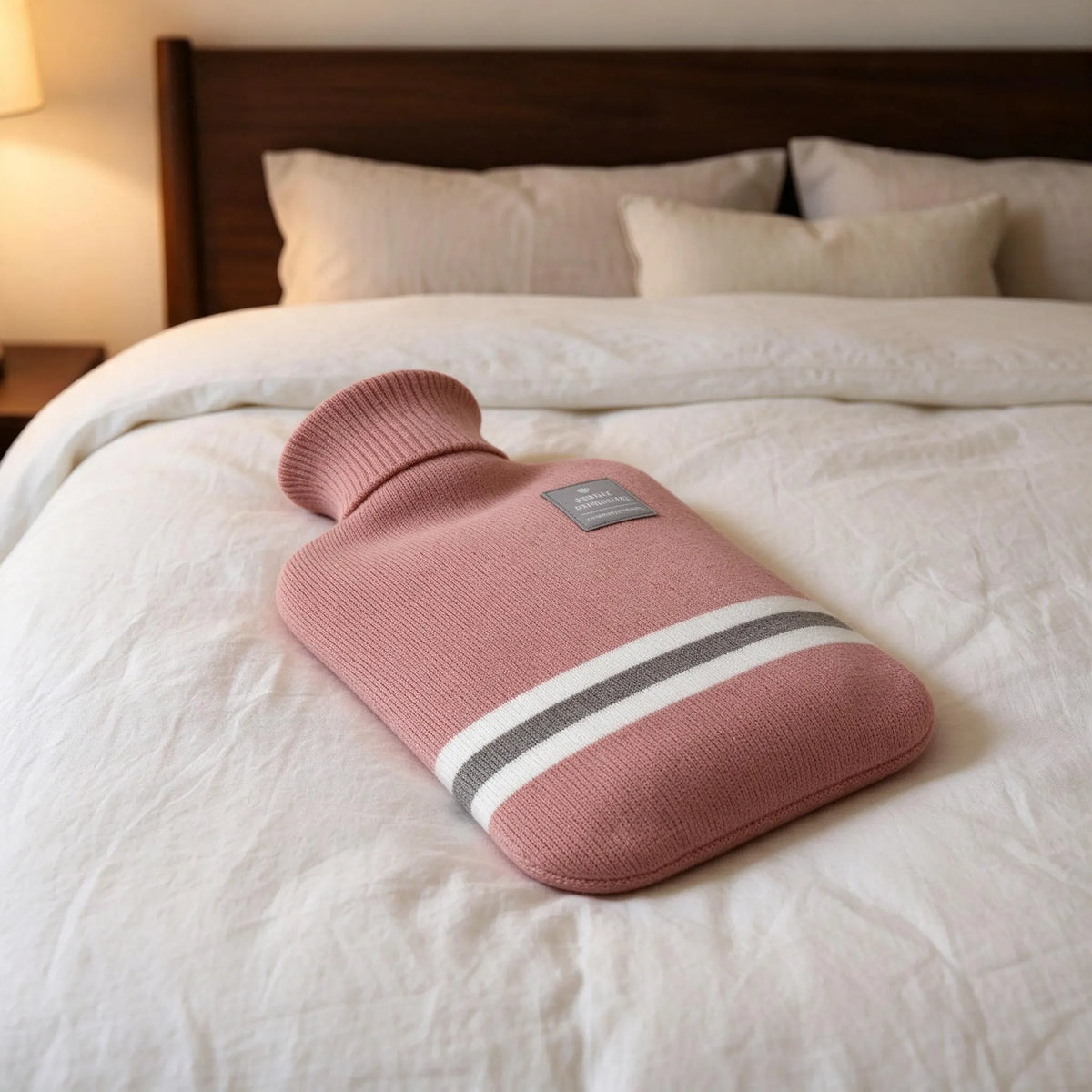 Hot Water Bottle 2 Litre Capacity With Ribbed Knit Cover