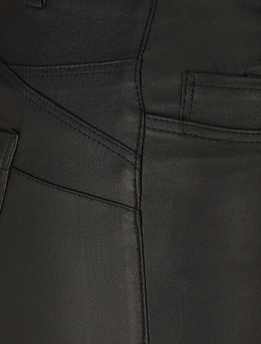 Coated Effect Skinny Jeans 5 Pockets - Black