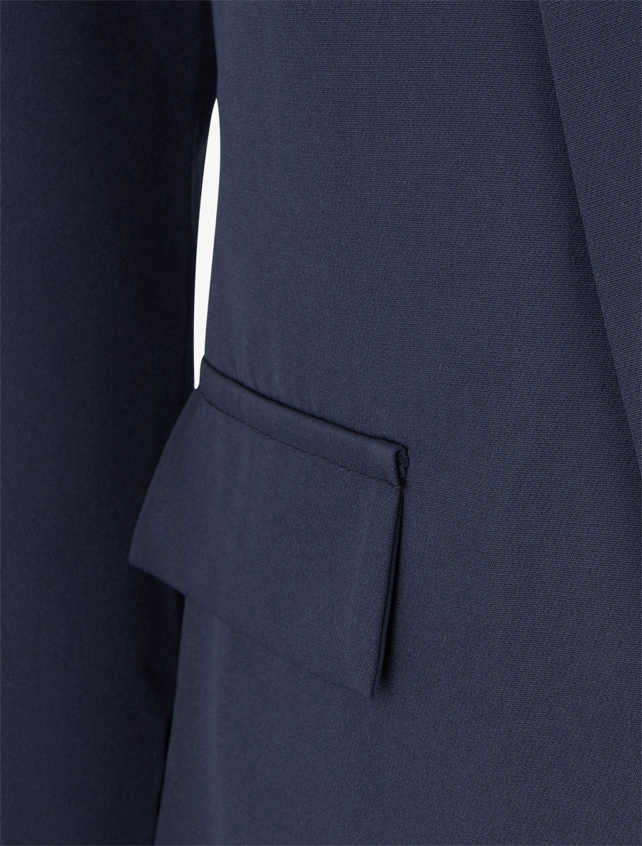 Straight Blazer with Shoulder Pads - Navy