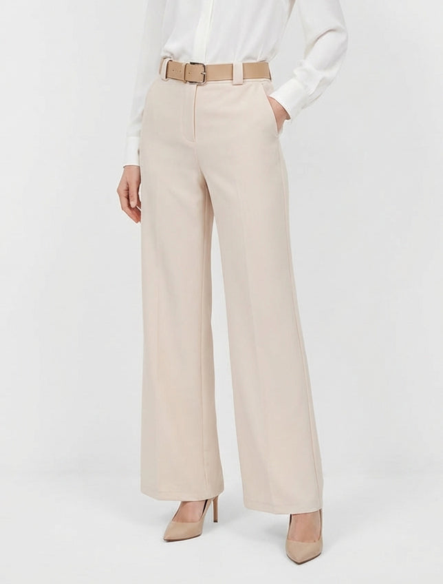 High-Waisted Straight Trousers with Belt