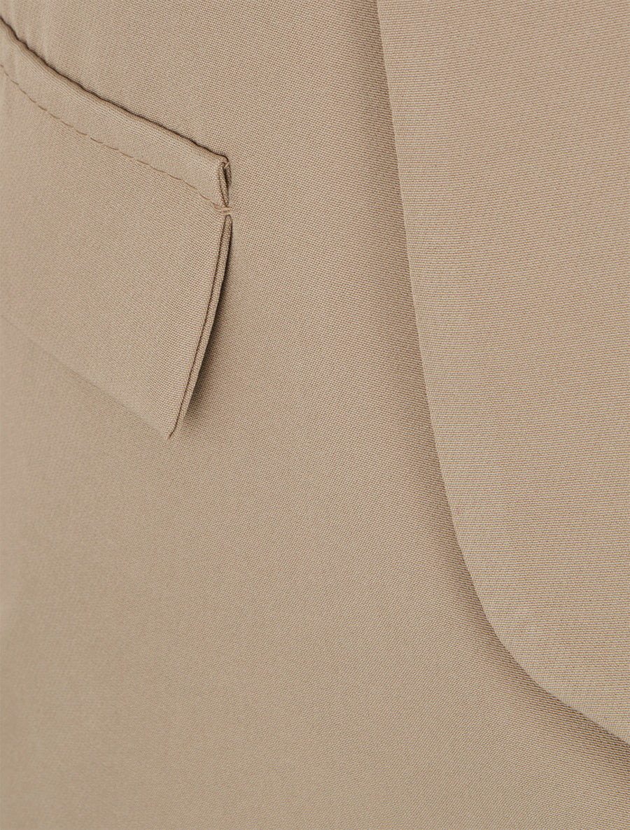 Straight Blazer with Shoulder Pads - Taupe