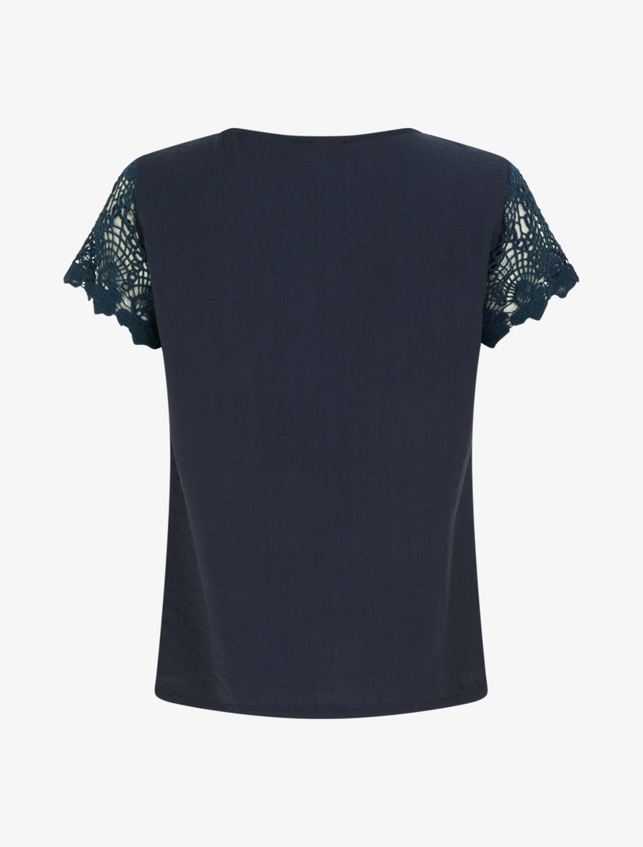 Fluid Top with Pleated Neckline