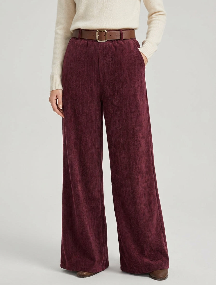 Wide-Leg Velour Trousers