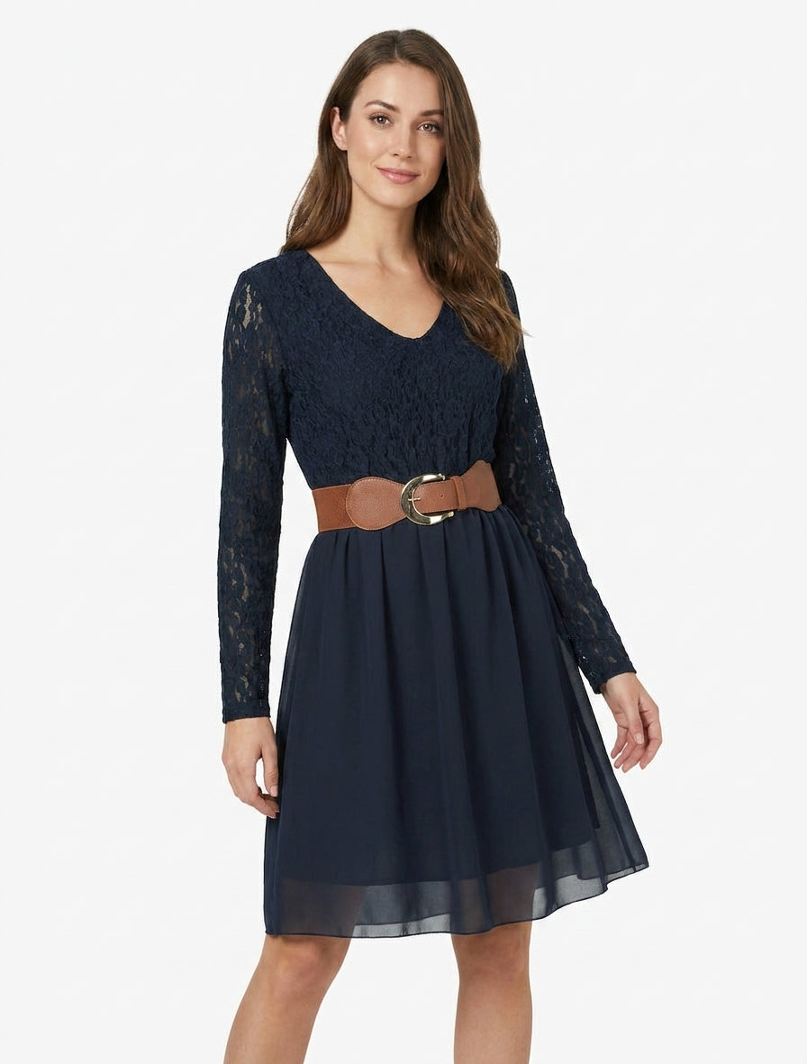Flowing V-Neck Lace Dress