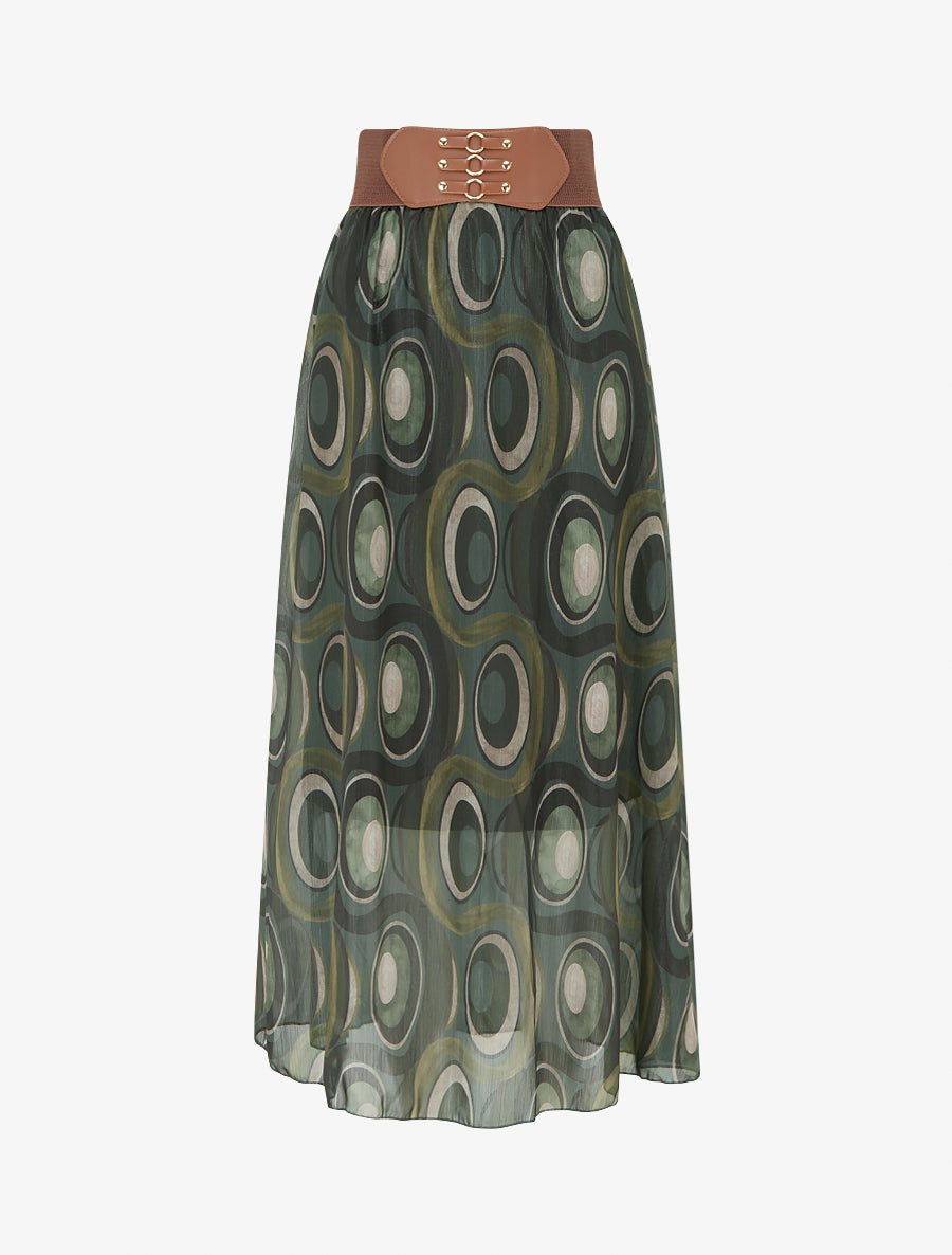 Long High-Waisted Iridescent Voile Skirt