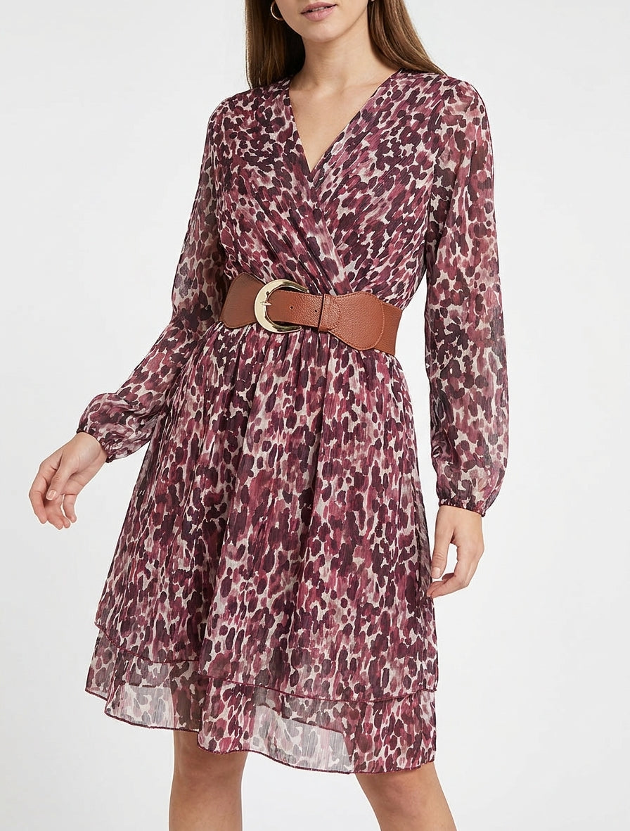 Flowing Dress with Sheer Sleeves