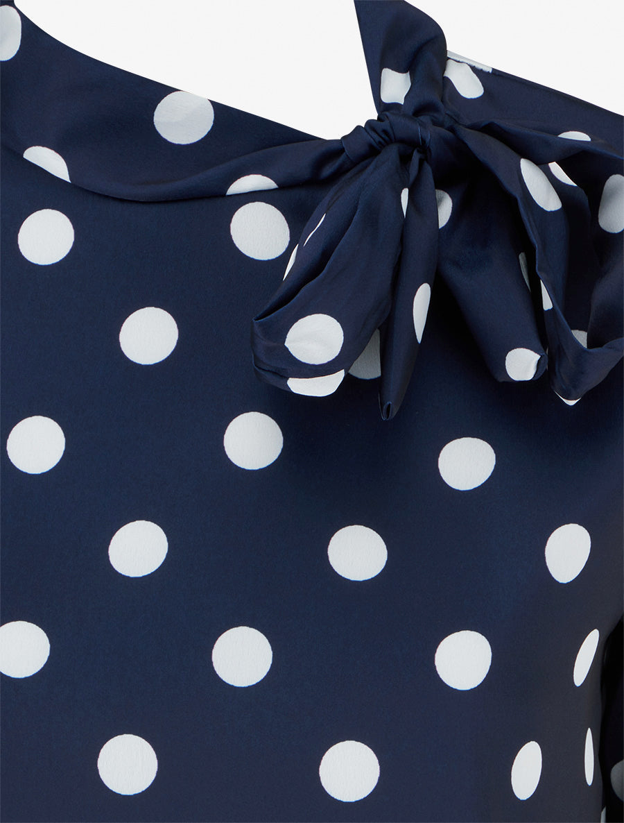 Balloon Top with High Neck and Tie