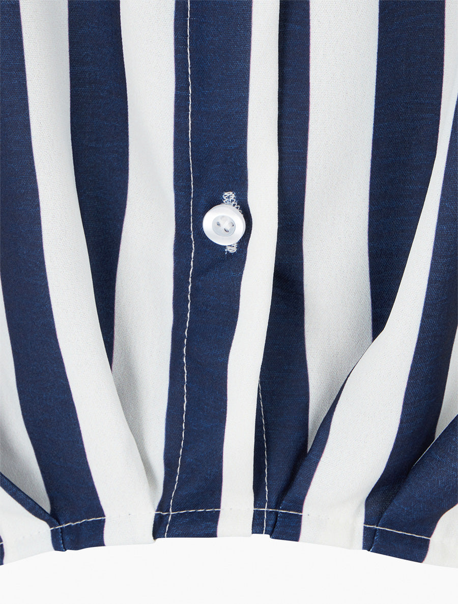 Striped Stand Collar Shirt Blouse