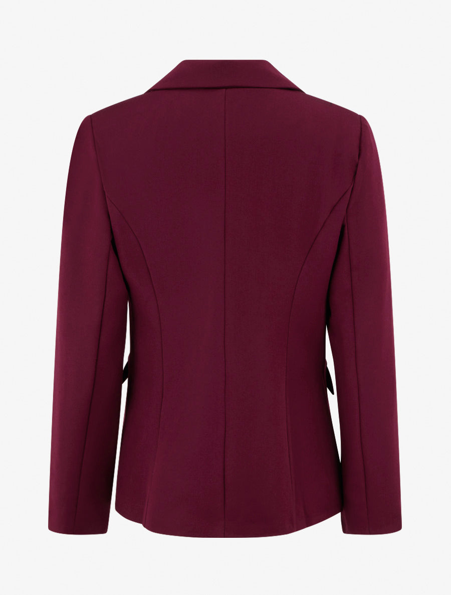 Straight Blazer with Shoulder Pads - Burgundy