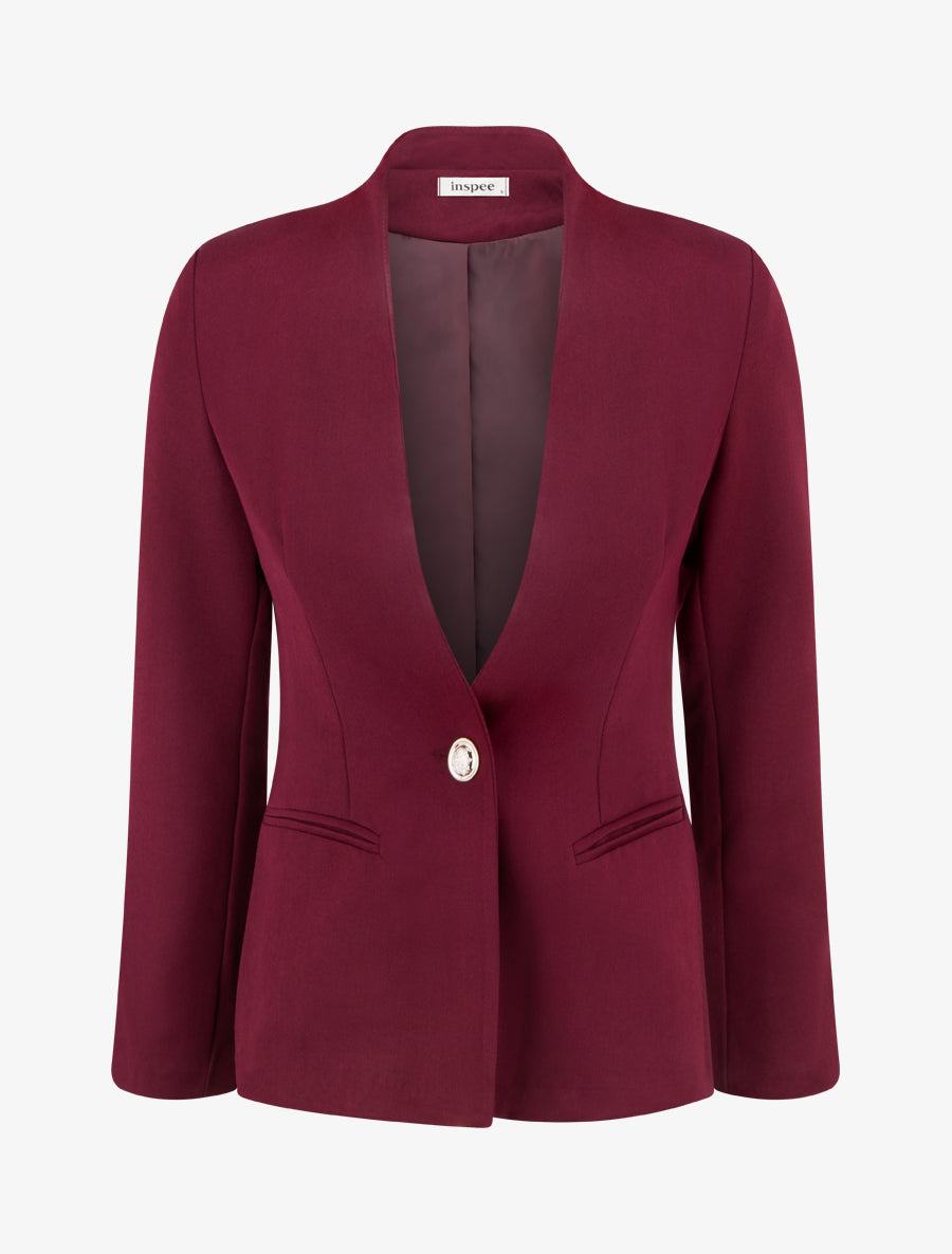 Fitted Blazer with Shoulder Pads