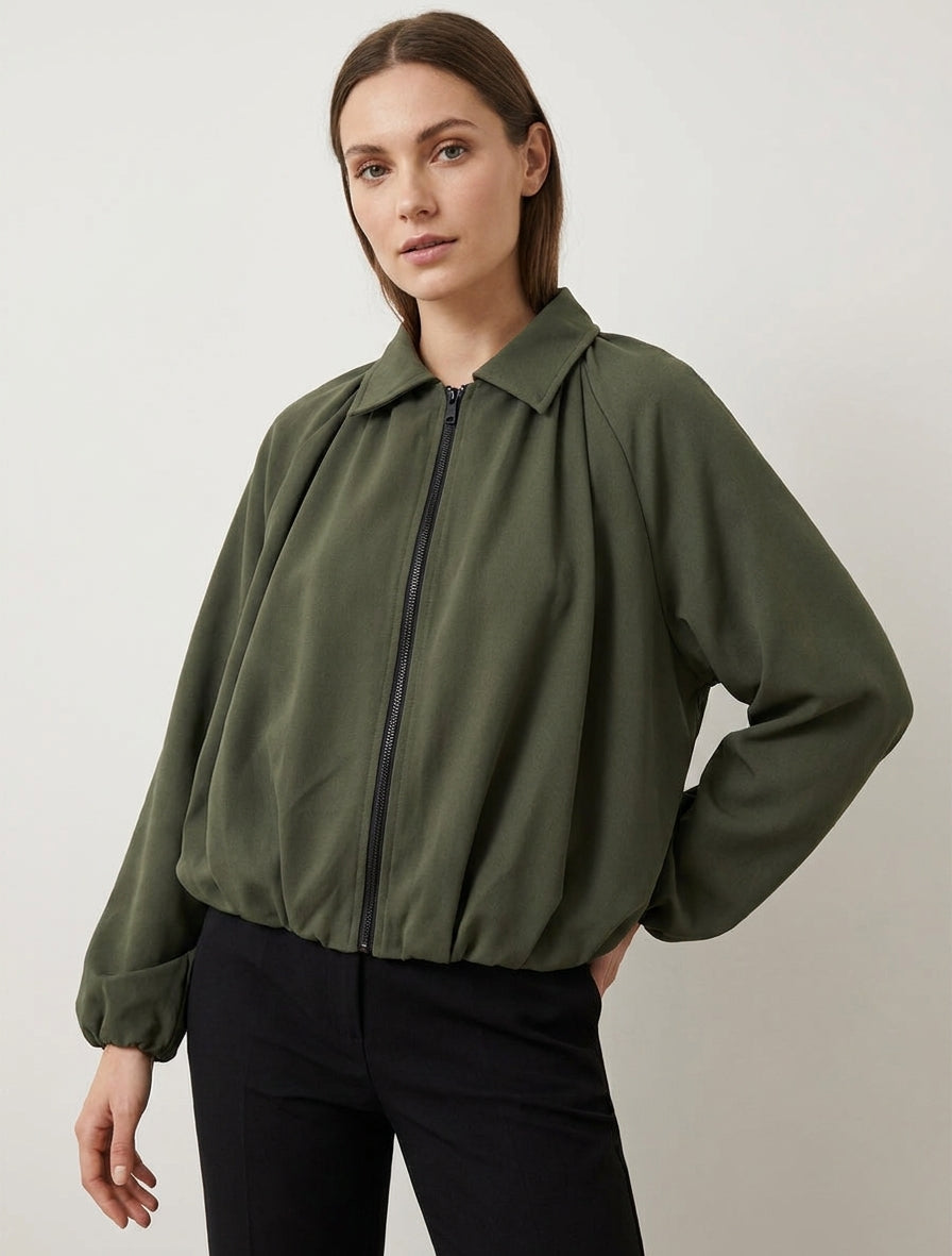 Zipped Bubble-Cut Bomber
