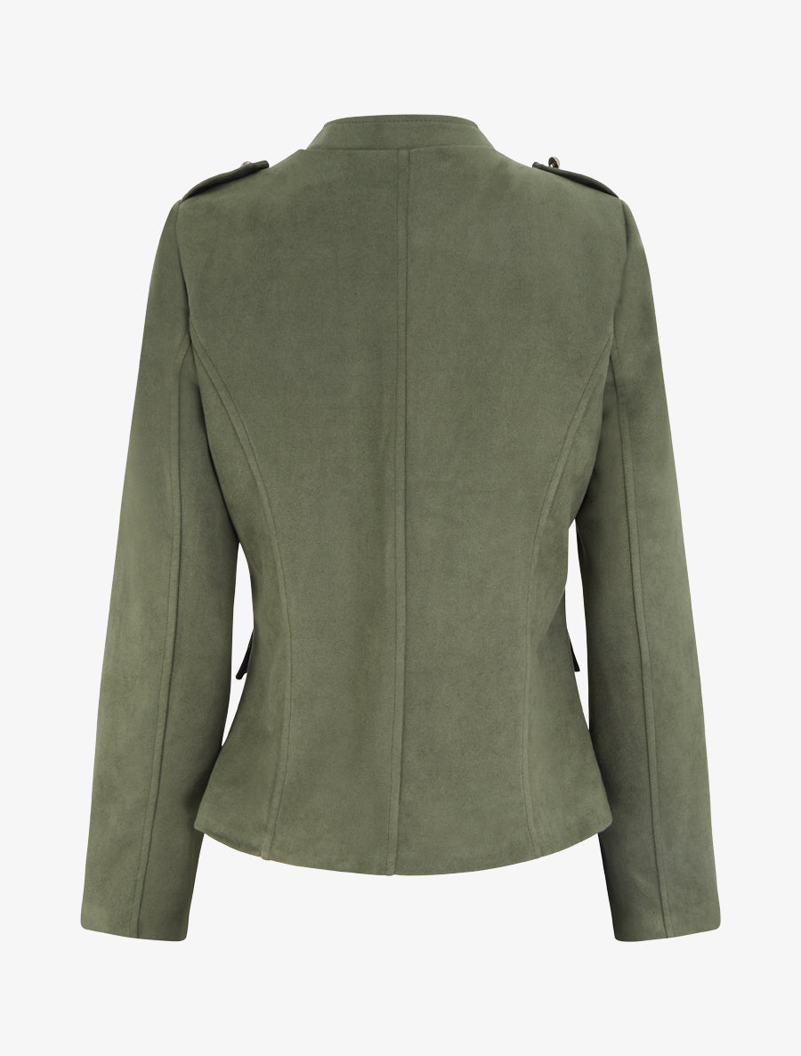 Suede Officer Stand Collar Jacket