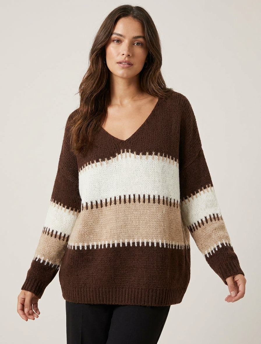 Loose Striped Knit Sweater