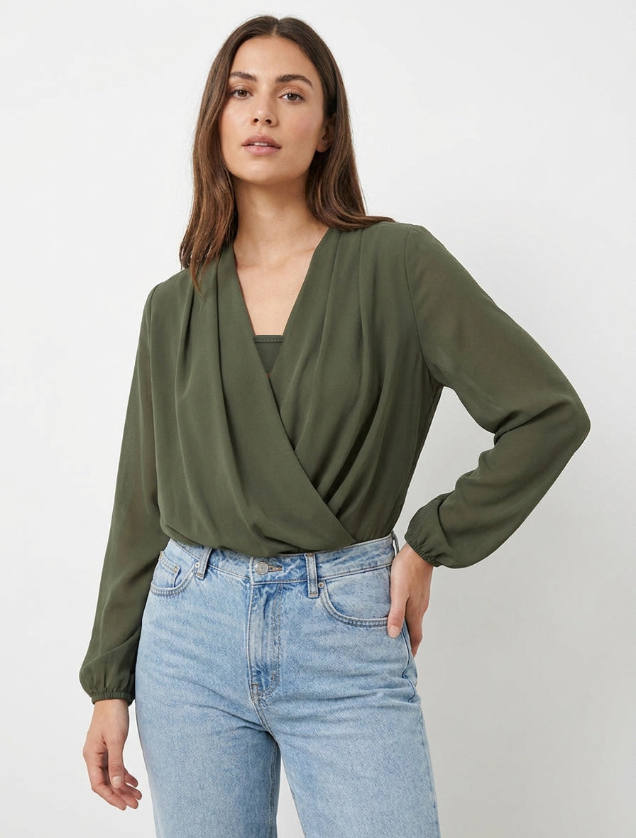Long-Sleeved Voile Bubble Top