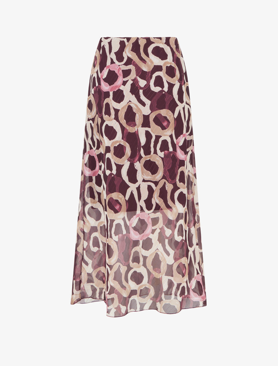 High-Waisted Long Skirt with Iridescent Trim