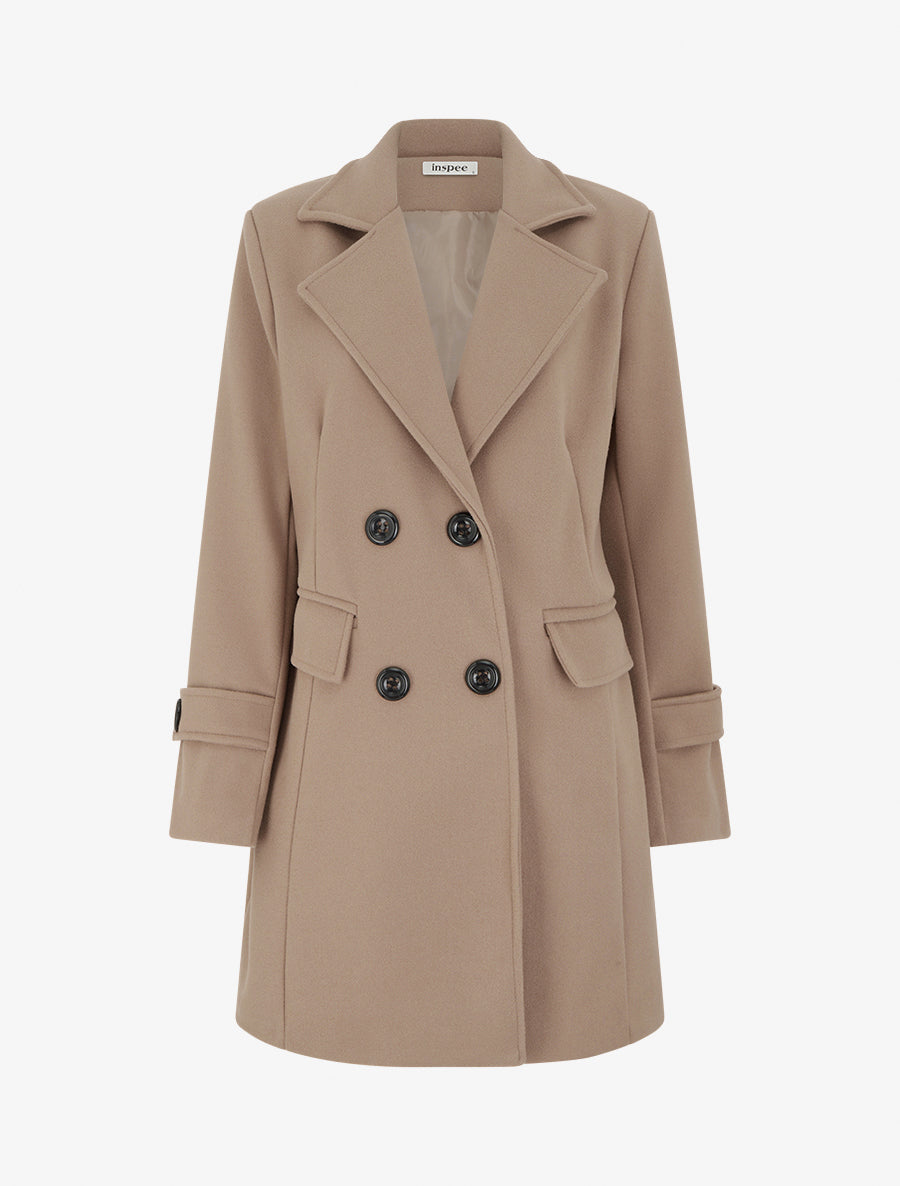 Double-Breasted Long Crossover Coat