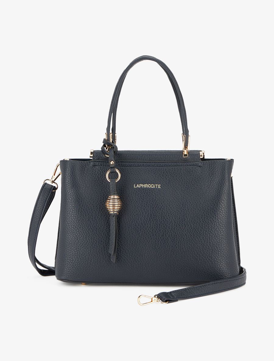 Ximena Grained-Effect Handbag - Midnight Blue